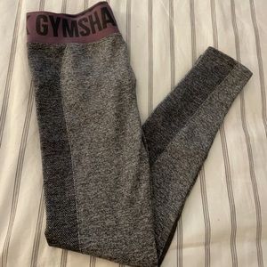 Gymshark Gray Leggings w/ Purple Waistband